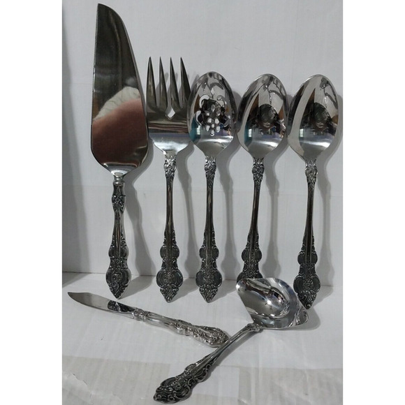 Lot of 7 Oxford Hall SUTHERLAND Japan Stainless Flatware Serving Set - Picture 1 of 4